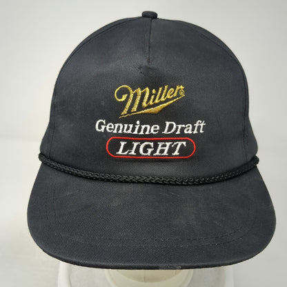 Miller 5 Panel Black Hat Genuine Draft Light Rope Snapback Beer Brew Vintage