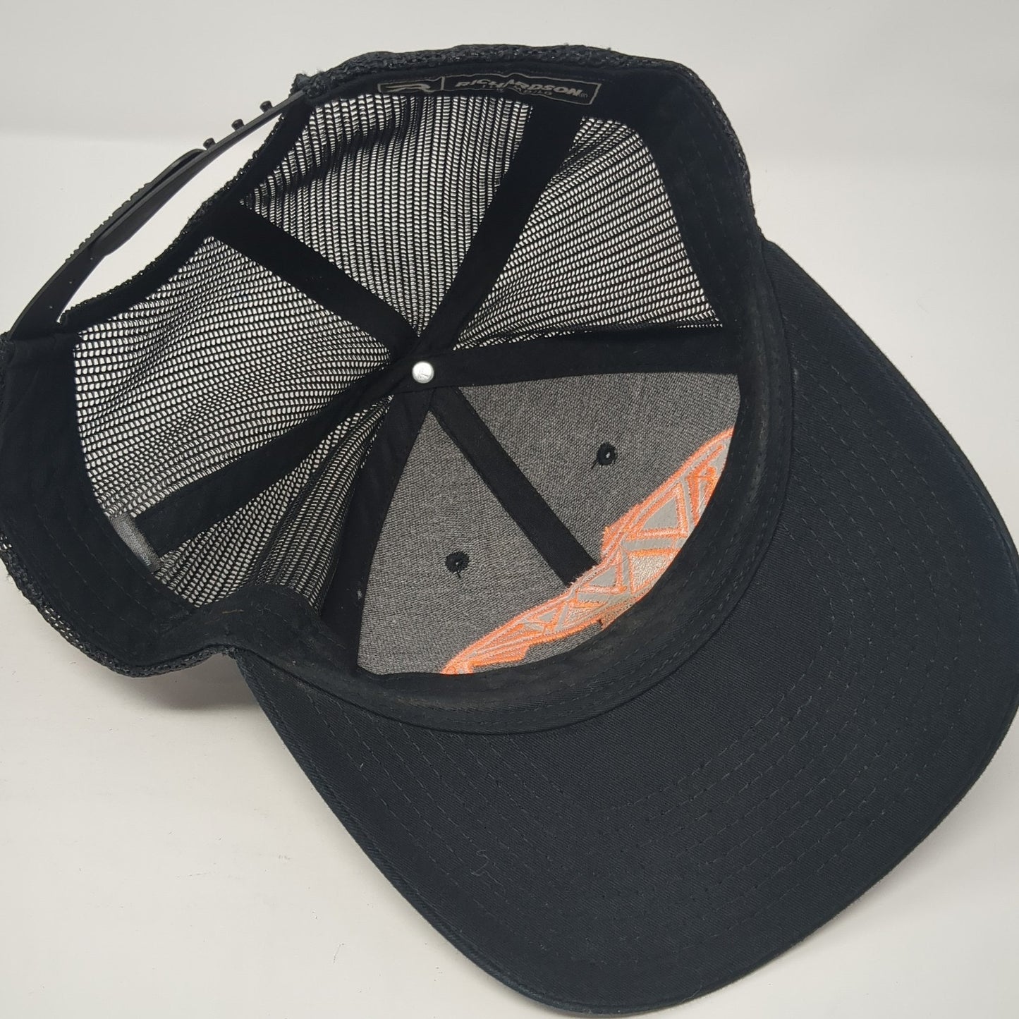 Trout Trucker Hat Black Large Adjustable Embroidered Mesh Back Richardson