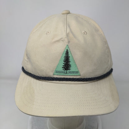 Pine Tree Snapback Hat Tan One Size Adjustable Breathable 6 Panel Rope Emblem