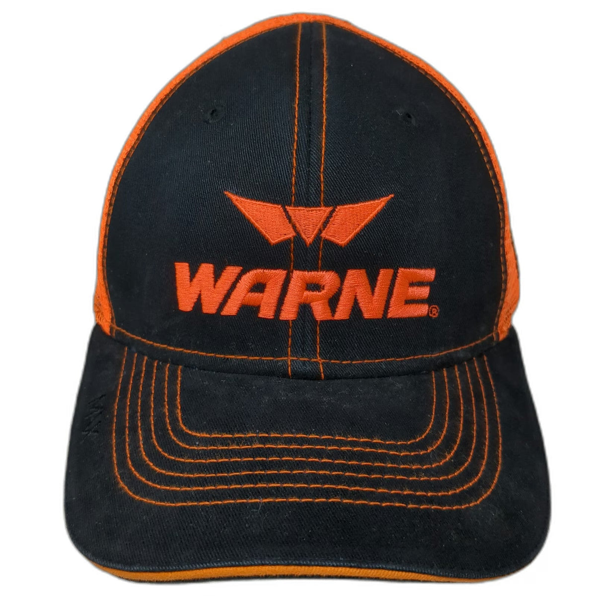Warne Trucker Hat Black Orange One Size American Flag Mesh Contrast Stitching
