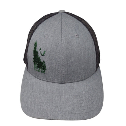 Idaho Trees Snapback Mesh Back Trucker Hat Gray M/L Embroidered