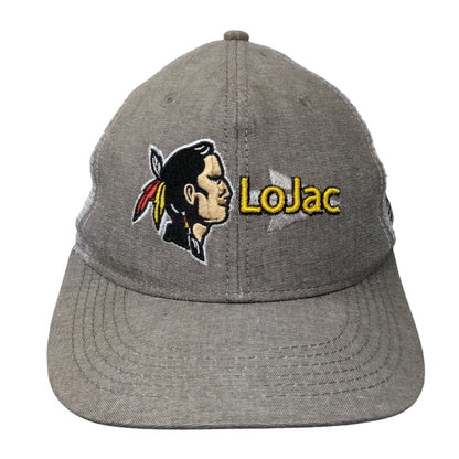 LoJac Snapback Mesh Back Trucker Hat Gray One Size Embroidered 6 Panel