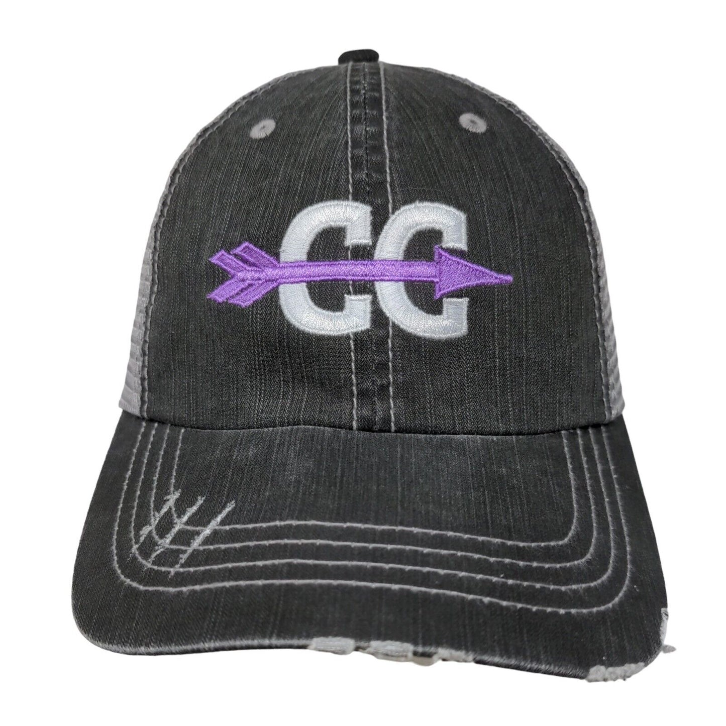 CC Strapback Mesh Back Trucker Hat Gray OSFA Embroidered Arrow Logo