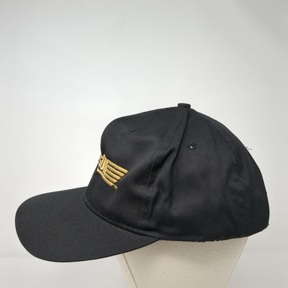 Top Gun Snapback Hat Black OSFA Adjustable Embroidered Solid 6 Panel