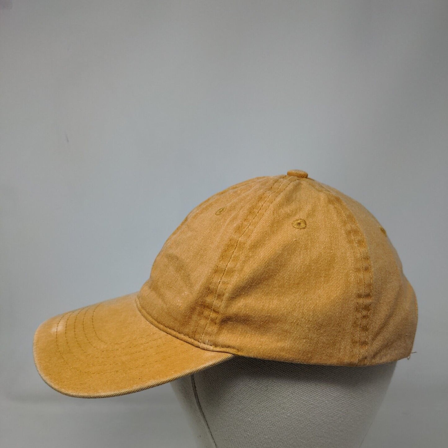 Unbranded Strapback Hat Orangish-Tan One Size Vented Holes 6 Panel Blank