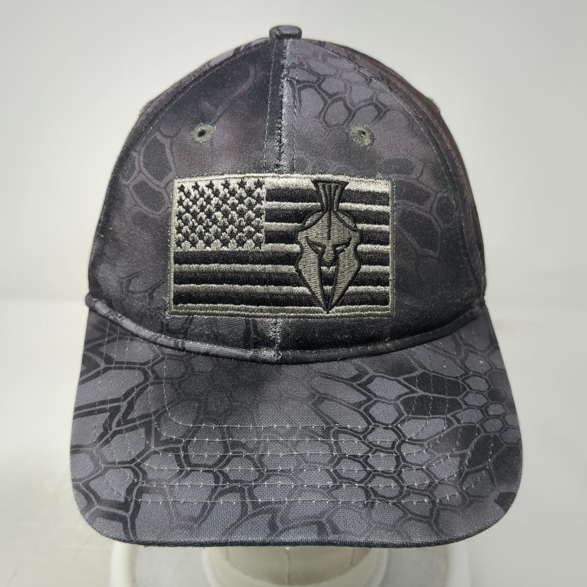 Kryptek Baseball Cap Gray One Size Typhon Camo American Flag Spartan Hat