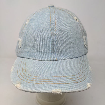 Sonoma Women's Denim Hat Strapback Blue Distressed Cotton Blend