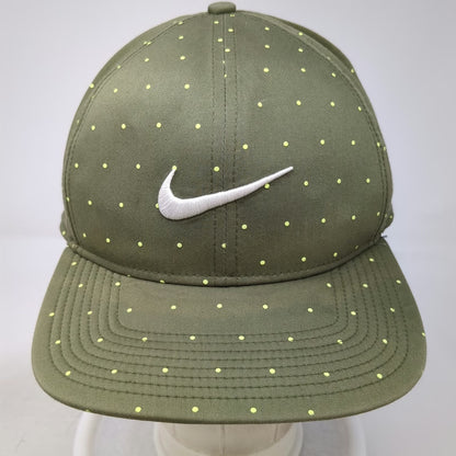 Nike Snapback Green One Size Polka Dot Golf Hat Swoosh Logo Dri-Fit Adjustable