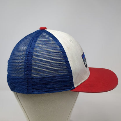 Patagonia Trucker Hat One Size White Blue Red Mesh Snapback Logo Patch Mountain