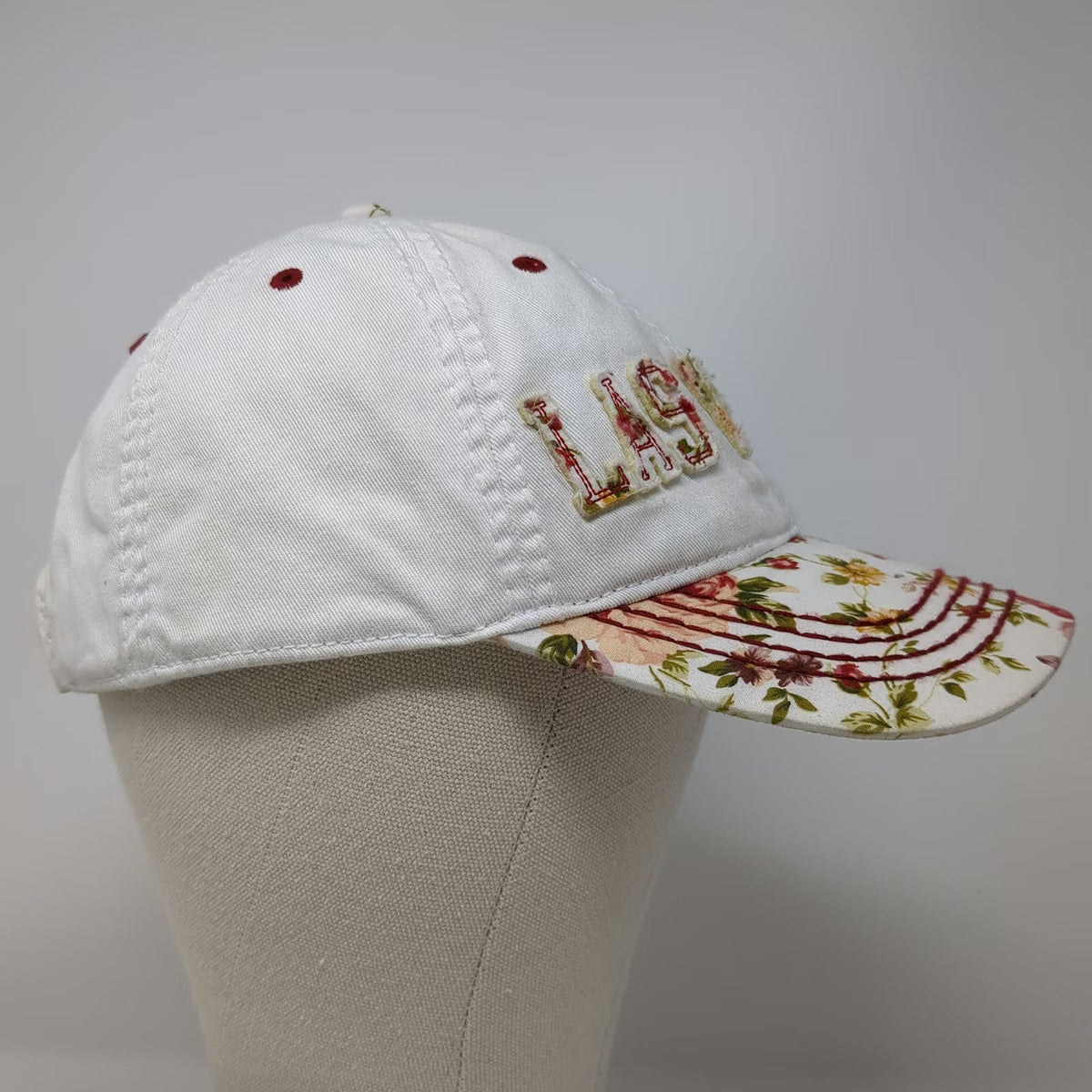 OGM Headwear Baseball Cap White One Size Floral Las Vegas Applique Strapback Hat