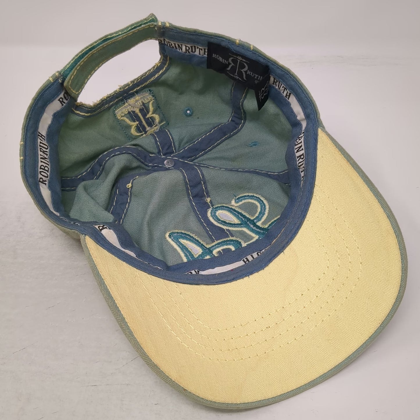 Robin Ruth Green One Size Baseball Cap Rhinestone LA Los Angeles Cotton Hat
