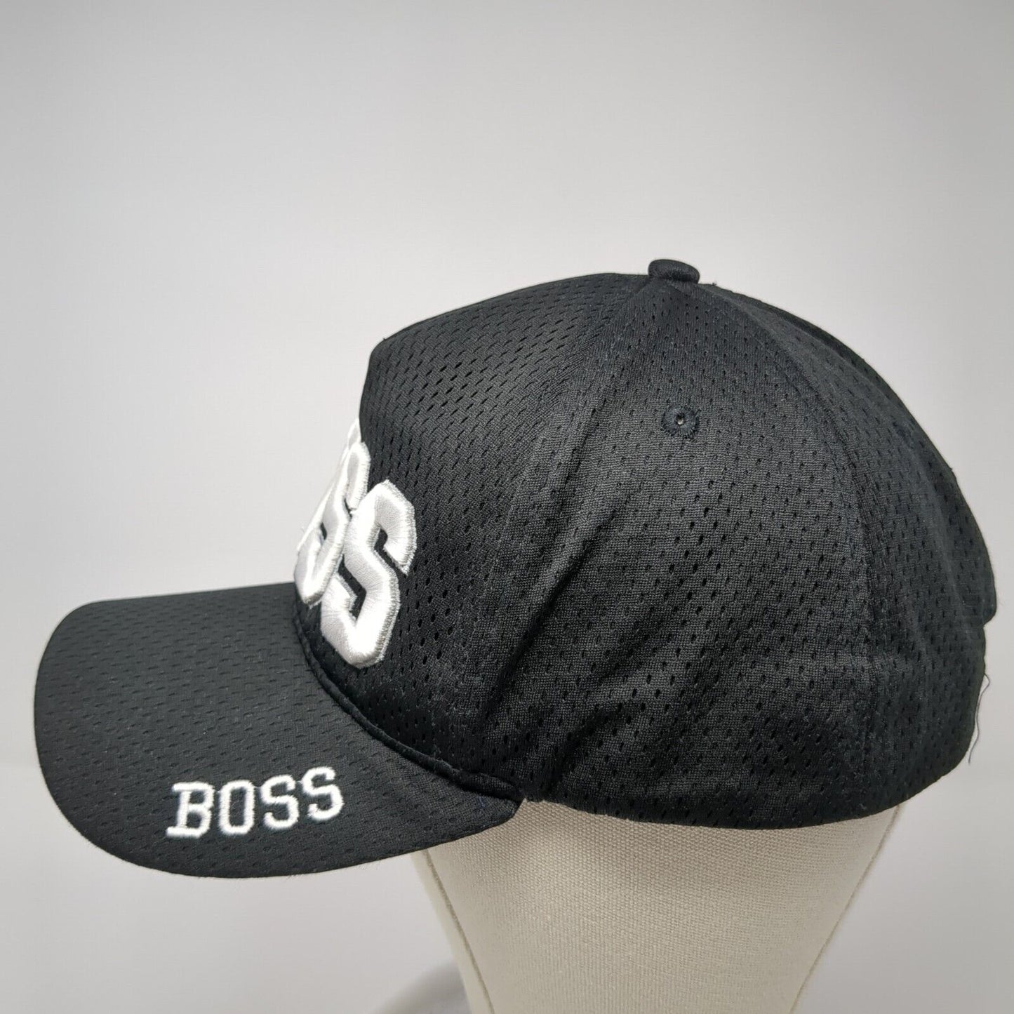 BOSS Strapback Baseball Cap Black OS Adjustable Embroidered Augusta Sportswear