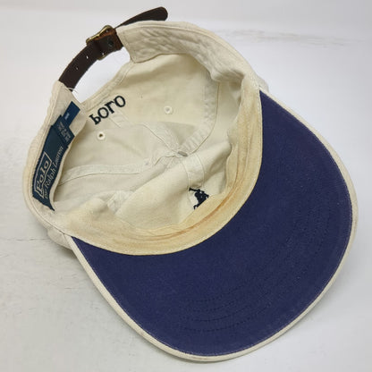 Polo Ralph Lauren Baseball Cap Beige One Size Leather Strapback Pony Logo Hat