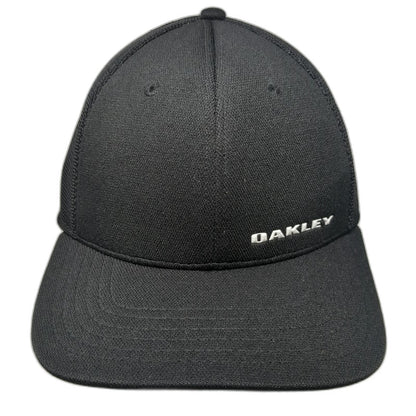 Oakley Baseball Cap Black M Mesh Back A-Flex Stretch Fit Embroidered Logo Hat