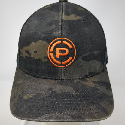 Yupoong Trucker Hat Black One Size Snapback Camo Orange Logo P Mesh Back Hat