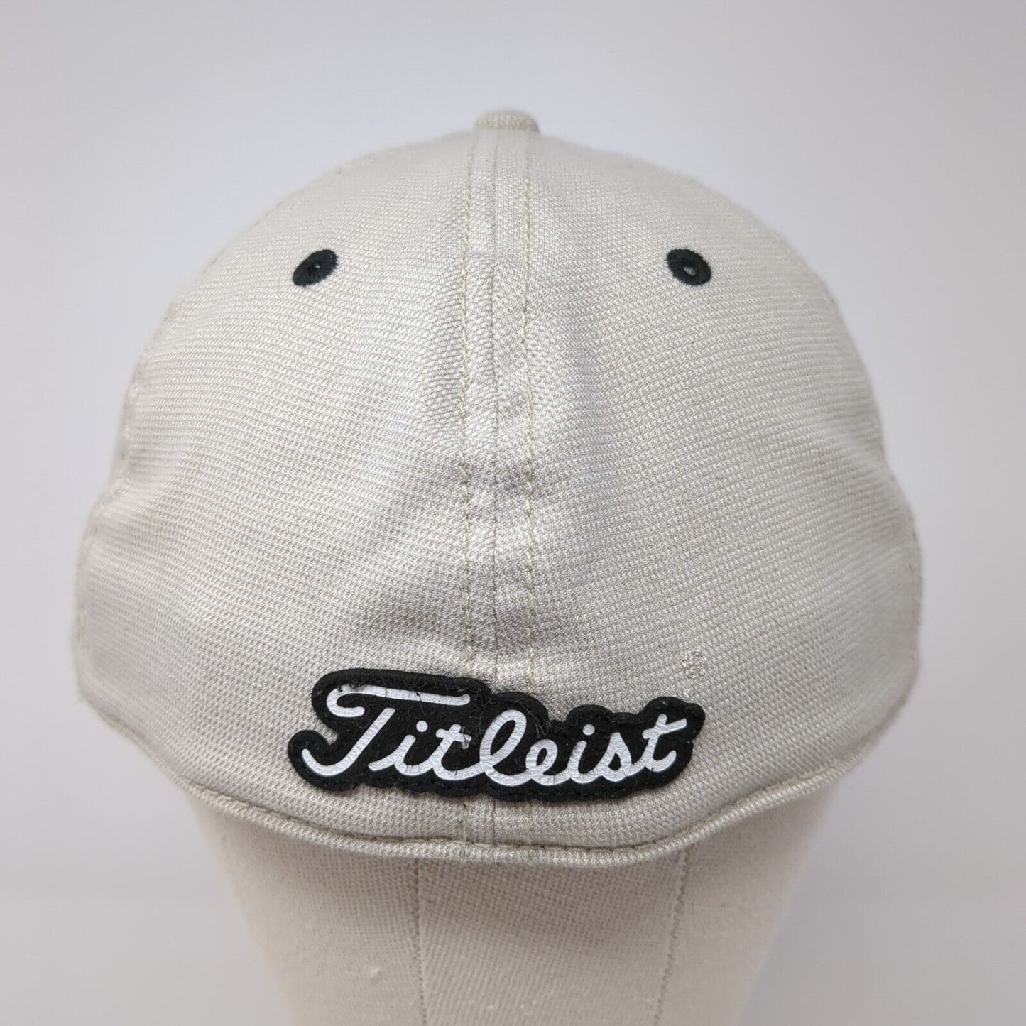 Titleist Fitted Golf Hat Tan M/L Embroidered Lightweight Vented Holes 6 Panel