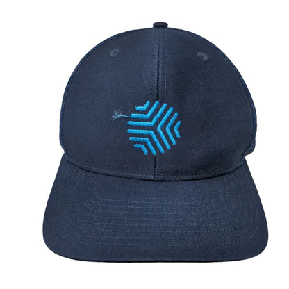 Richardson Snapback Trucker Hat Blue One Size Adjustable Embroidered Mesh Back