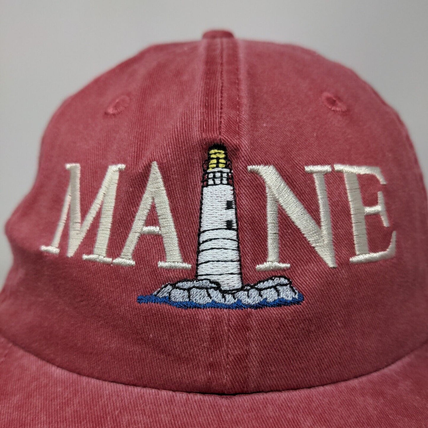 Ahead Men's Slideback Hat Red Adjustable Embroidered Logo Cotton Maine