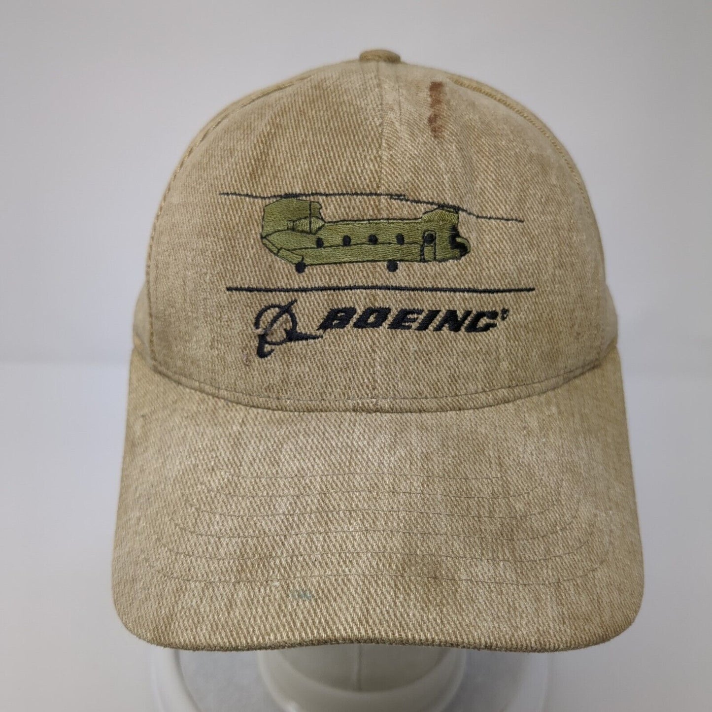 Boeing Snapback Hat Tan One Size Adjustable Embroidered Solid 6 Panel