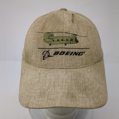 Boeing Snapback Hat Tan One Size Adjustable Embroidered Solid 6 Panel