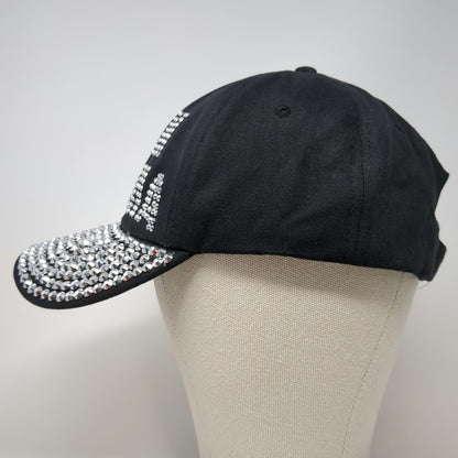 Black Baseball Cap One Size Rhinestone California Studded Brim Hat Strapback