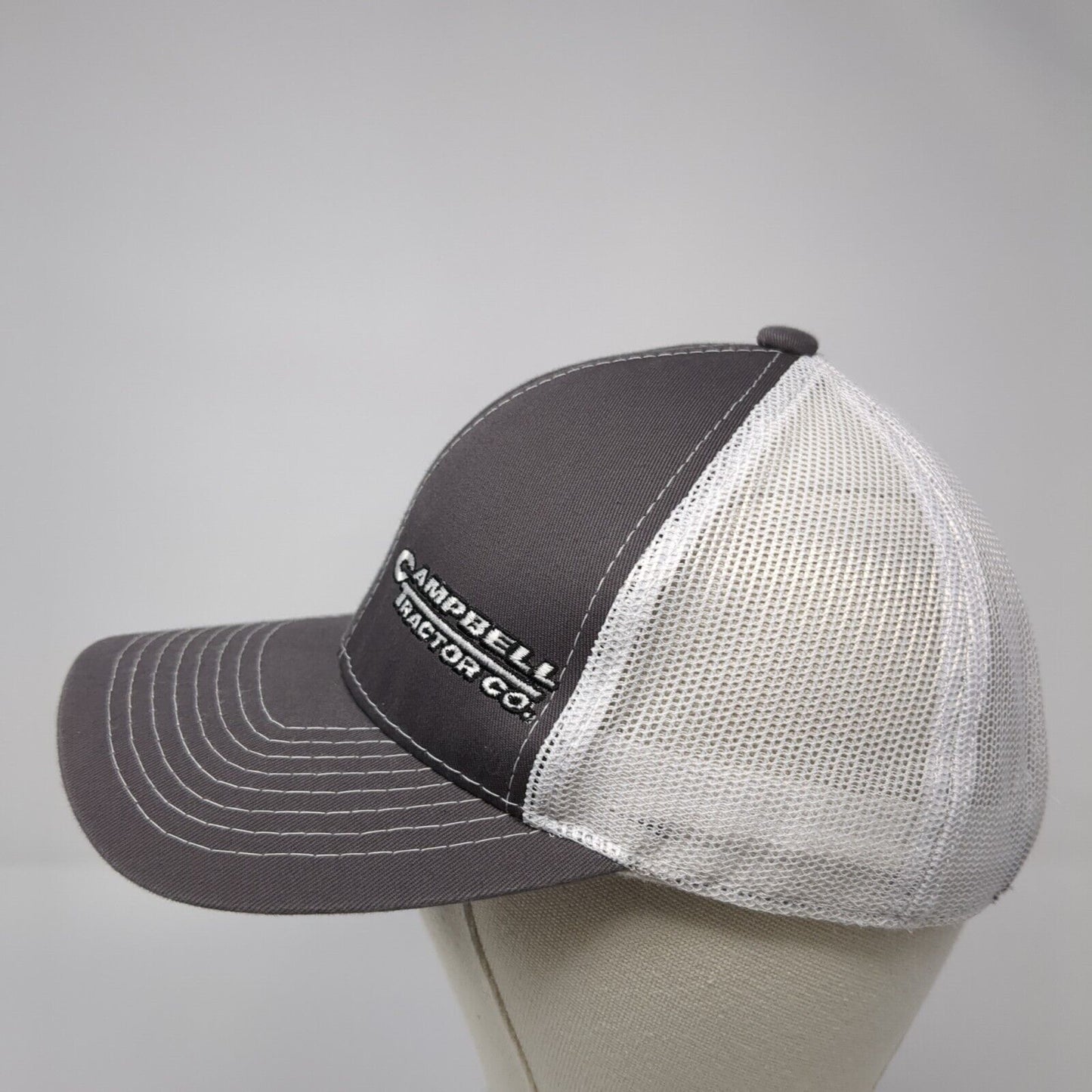 Campbell Tractor Co. Strapback Trucker Hat Gray OS Adjustable Mesh Outdoor Cap