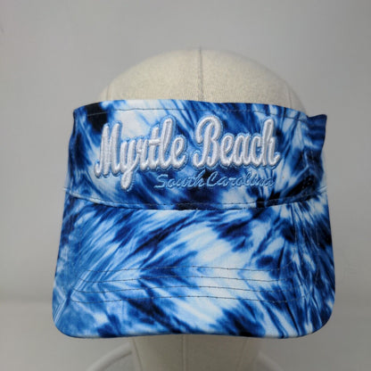 Free Style Men's Strapback Sun Visor Cap Hat Blue Tie Dye Myrtle Beach Logo