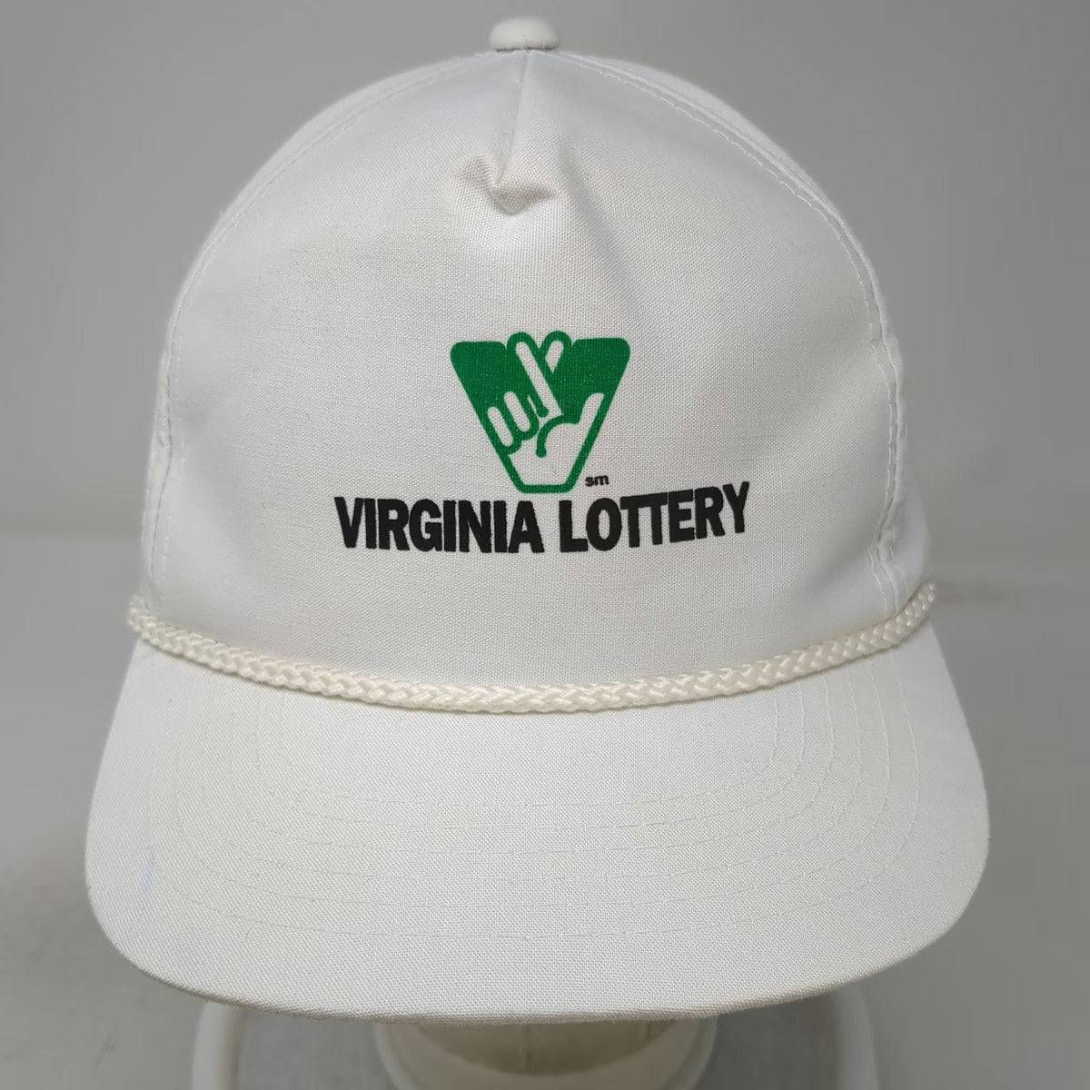 L/A Headwear 5 Panel White One Size Virginia Lottery Green Rope Snapback Hat