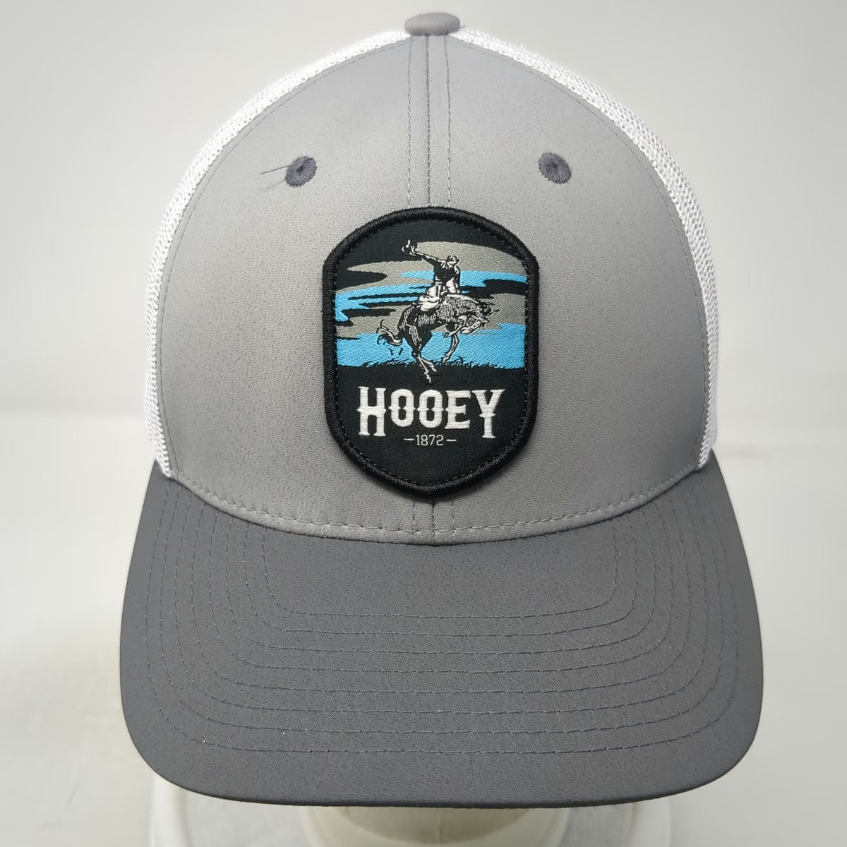 Hooey Trucker Hat Gray One Size Mesh Back Snapback Western Bucking Bronco Patch