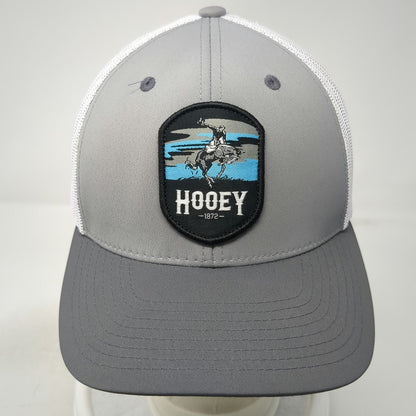 Hooey Trucker Hat Gray One Size Mesh Back Snapback Western Bucking Bronco Patch