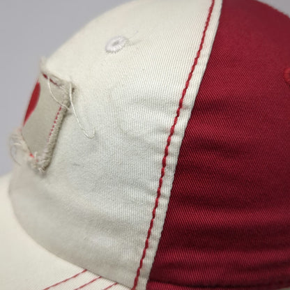 Ahead Baseball Cap White Red One Size Montana Heart State Distressed Patch Hat