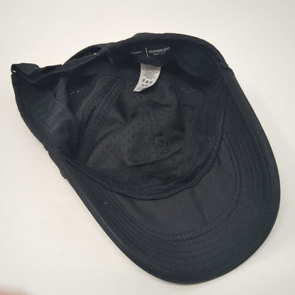 Nike Strapback Hat Black One Size Adjustable Featherlight Swoosh Dri-Fit