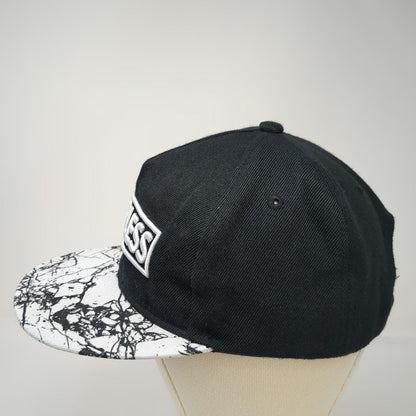 Level 22 5 Panel Black White OSFM Fearless Marble Print Flat Brim Snapback Hat