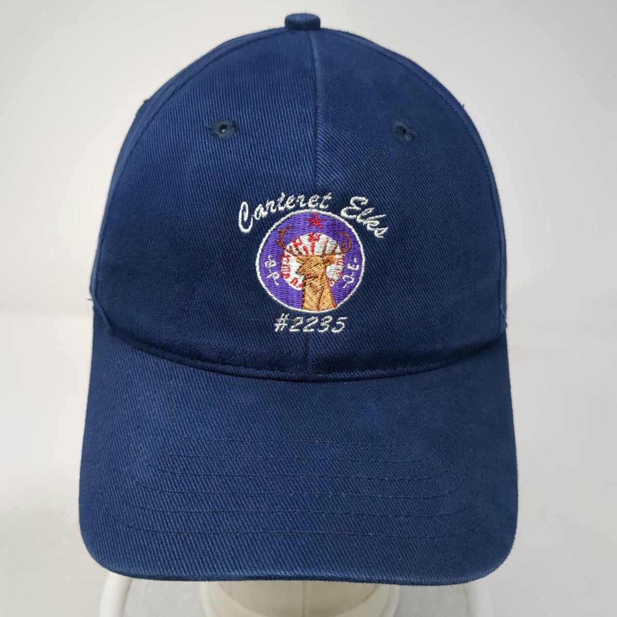 Cotton Deluxe Blue Baseball Cap OSFM Carteret Elks Lodge 2235 BPOE Slideback Hat