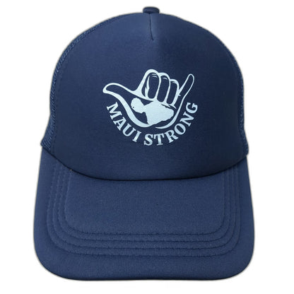 Kai Aloha Supply Trucker Hat Blue One Size Maui Strong Shaka Mesh Snapback