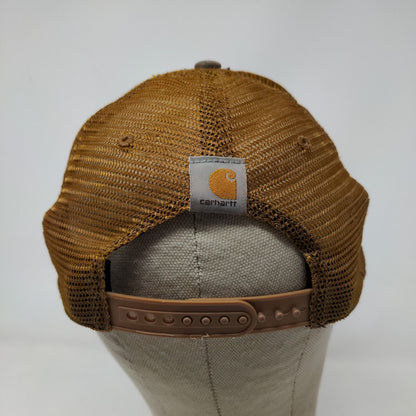 Carhartt Men's Snapback Mesh Back Hat Embroidered Logo Brown Gray Distressed