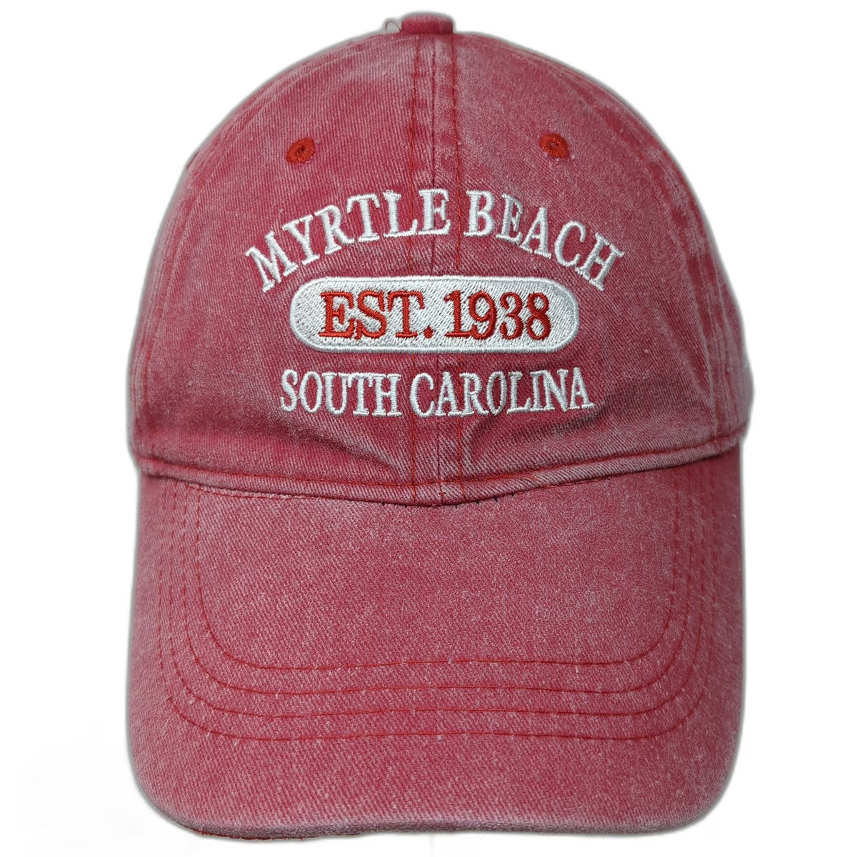 Tsunami Surf Shop Baseball Cap Red One Size Cotton Myrtle Beach SC Strapback Hat