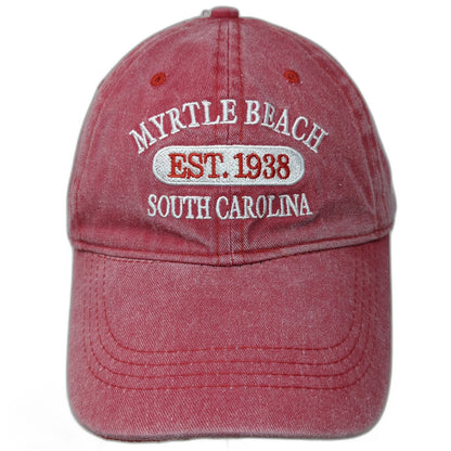 Tsunami Surf Shop Baseball Cap Red One Size Cotton Myrtle Beach SC Strapback Hat
