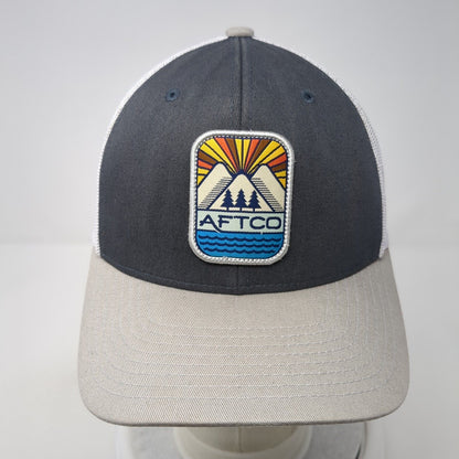 AFTCO Snapback Trucker Hat Gray OS Adjustable Embroidered Mesh Back Yupoong