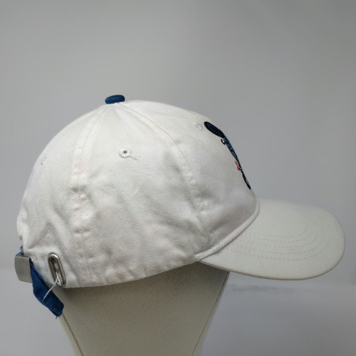 BKYS Baseball Cap White One Size Blue Underbrim Lucky Charm Embroidered Bear Hat