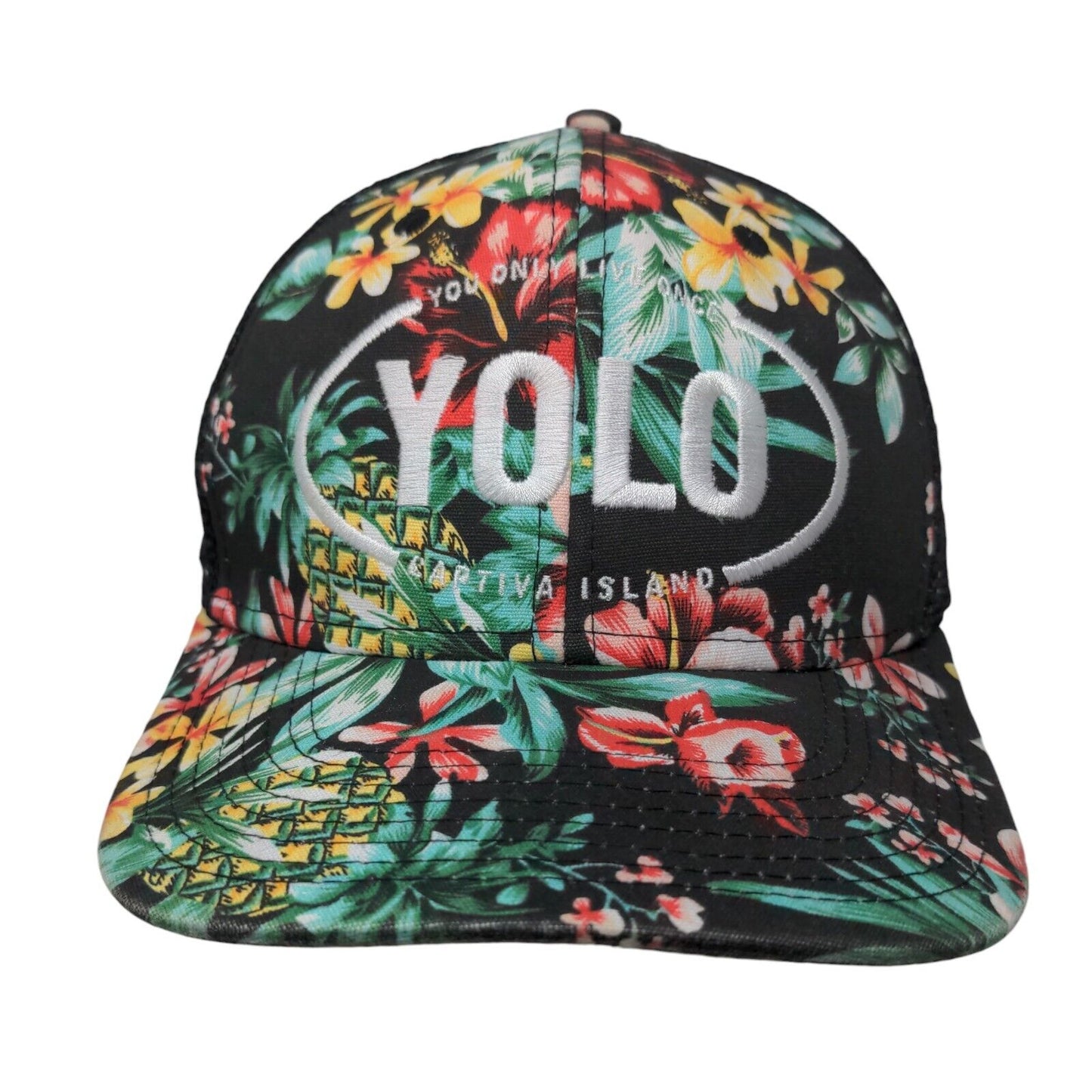 YOLO You Only Live Once Snapback Mesh Back Trucker Hat Multi One Size Hawaiian