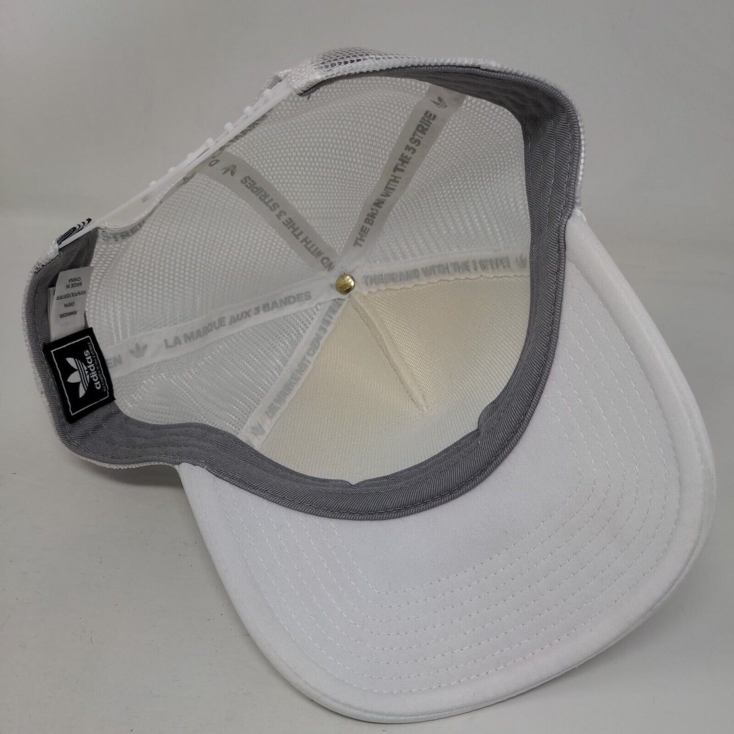 Adidas Snapback Trucker Hat White OSFA Adjustable Mesh Back Rope Polyester