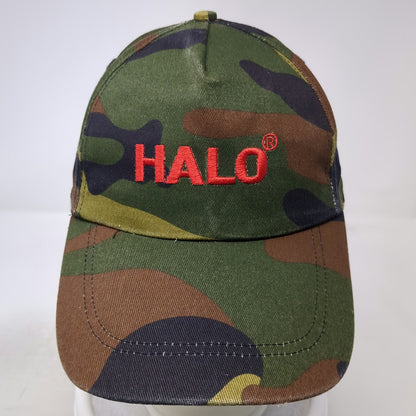 HALO Logo Woodland Camouflage 5 Panel Hat Green One Size Adjustable Slideback