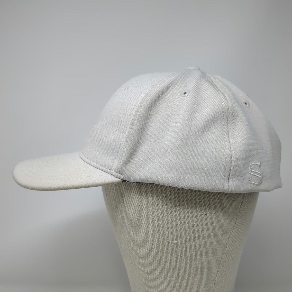 Smitty Baseball Cap White L Flexfit Tonal Logo Structured Athletic Stretch Hat
