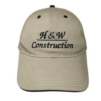 H&W Construction Strapback Hat Tan OSFM Adjustable Embroidered 6 Panel Otto