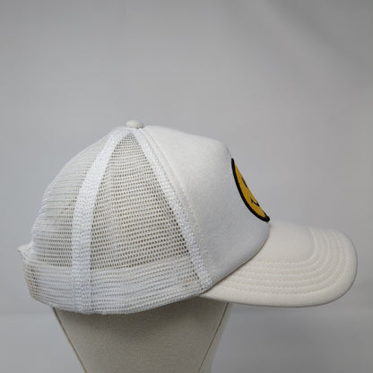 Smiley Face Snapback Trucker Hat White One Size Adjustable Mesh Back Polyester