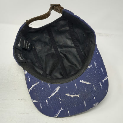 Primitive 5 Panel Blue White One Size Fishing All Over Print Strapback Hat