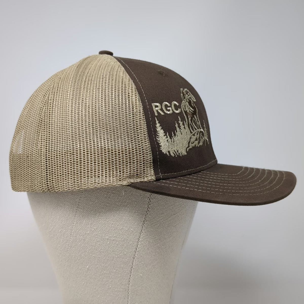 Richardson 112 Trucker Hat Brown One Size RGC Ram Sheep Forest Mesh Snapback