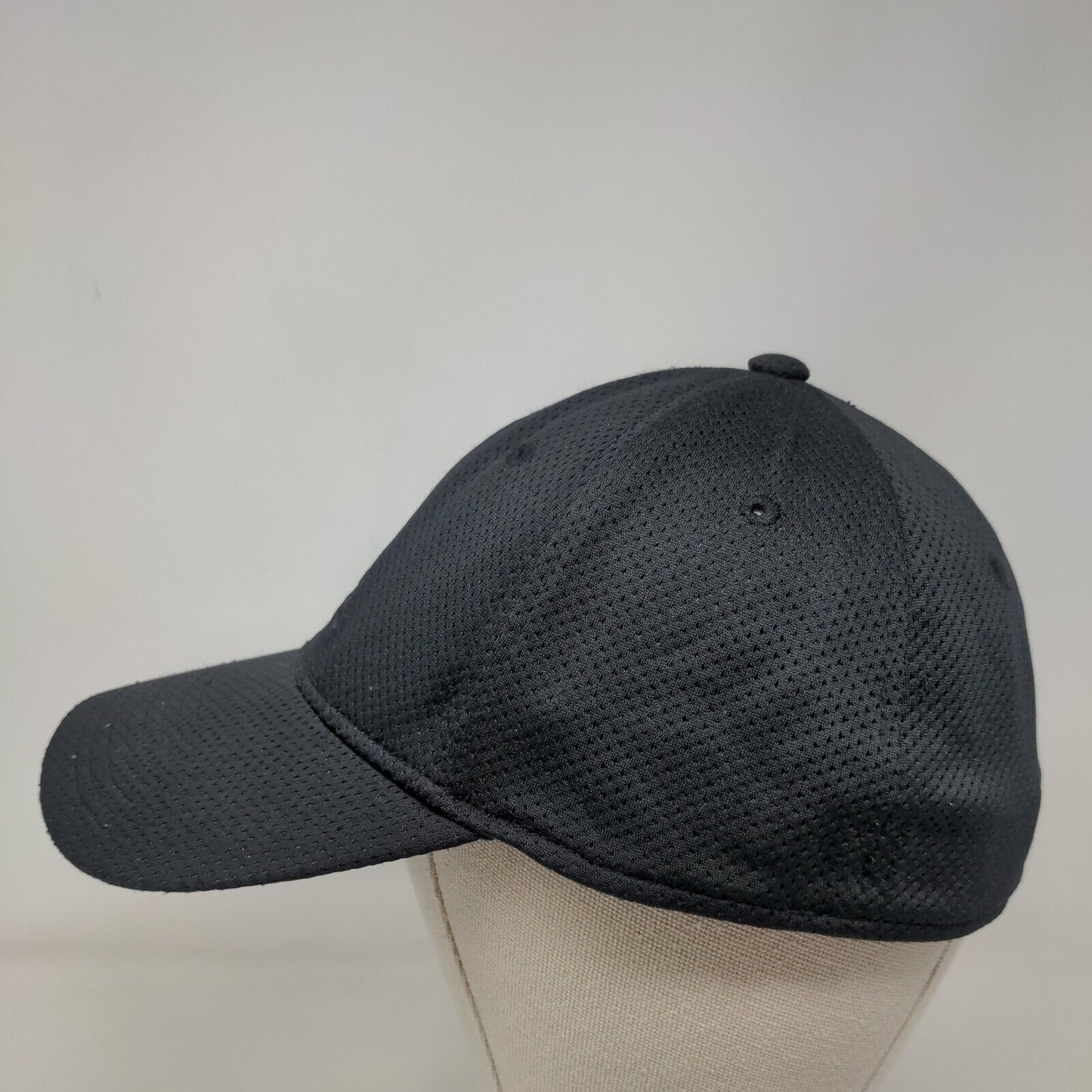 Adidas Fitted Hat Black L/XL Embroidered Logo Breathable Vented Holes 6 Panel