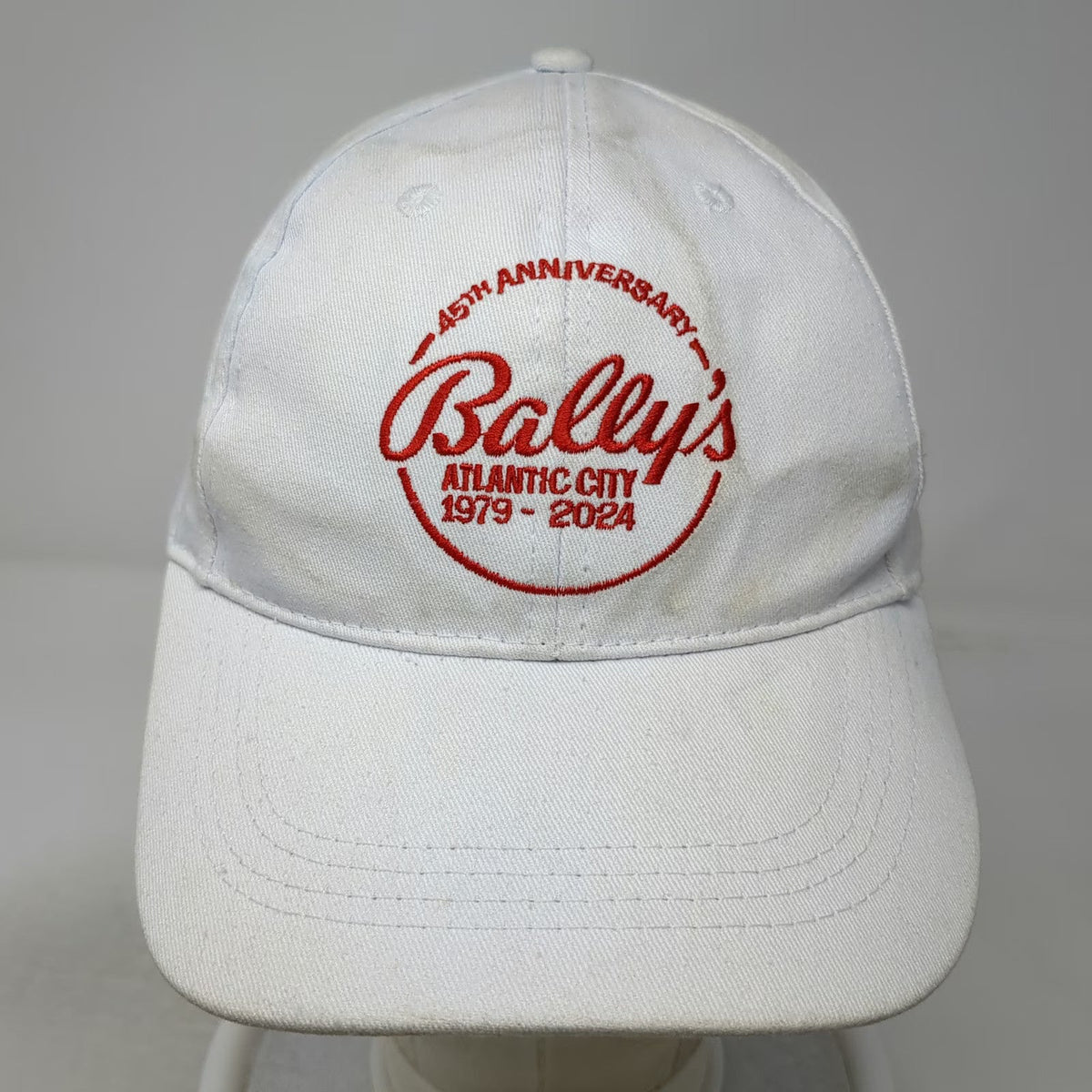 White Baseball Cap One Size Bally's Atlantic City 45th Anniversary Strapback Hat